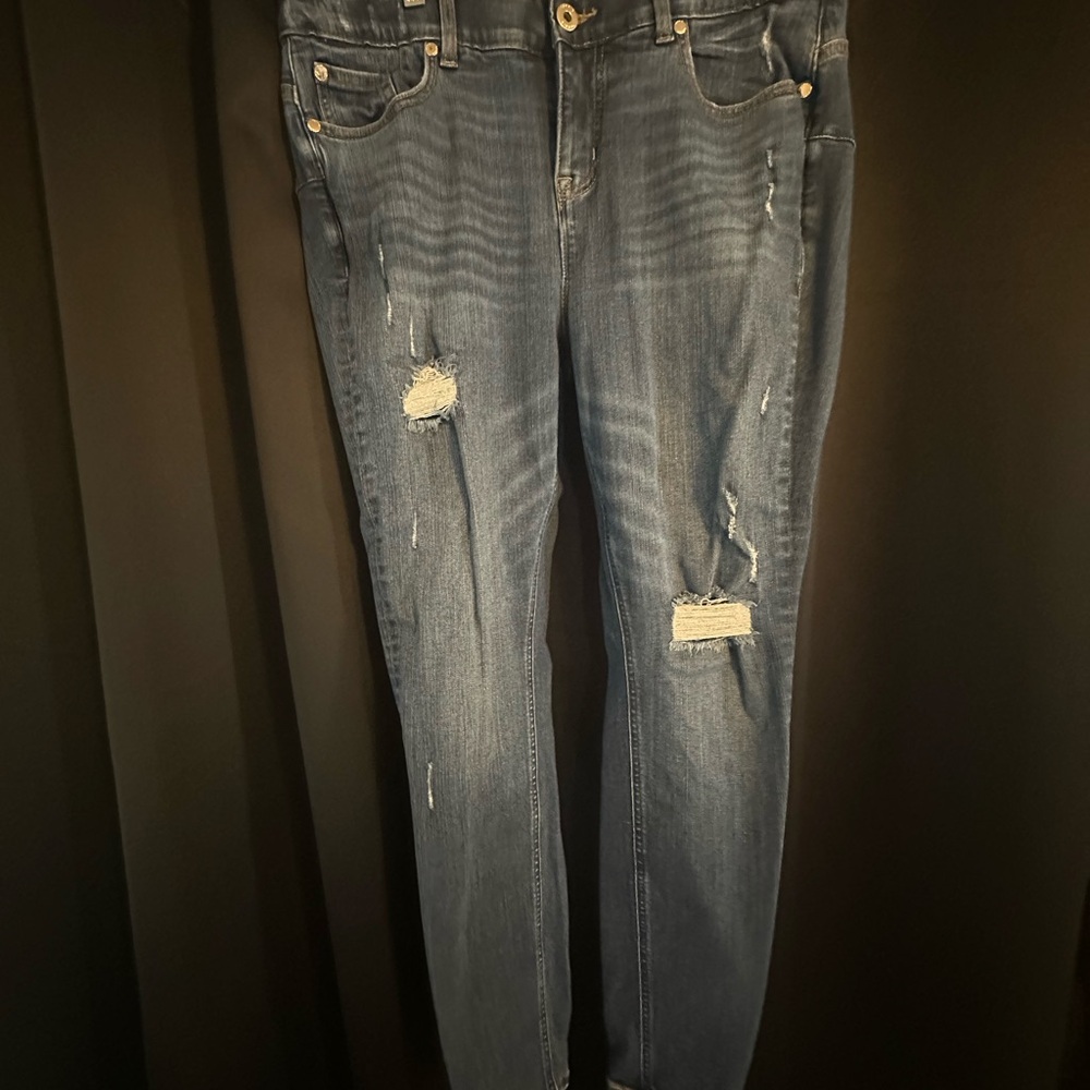 Torrid Blue Boyfriend Jeans with Distressed Details
